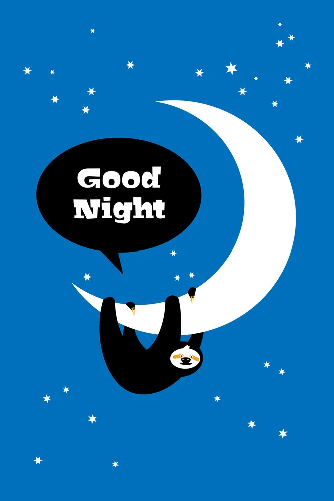 Gute Nacht Faultier – Illustration für Kinder - fotokunst von Pia Kolle