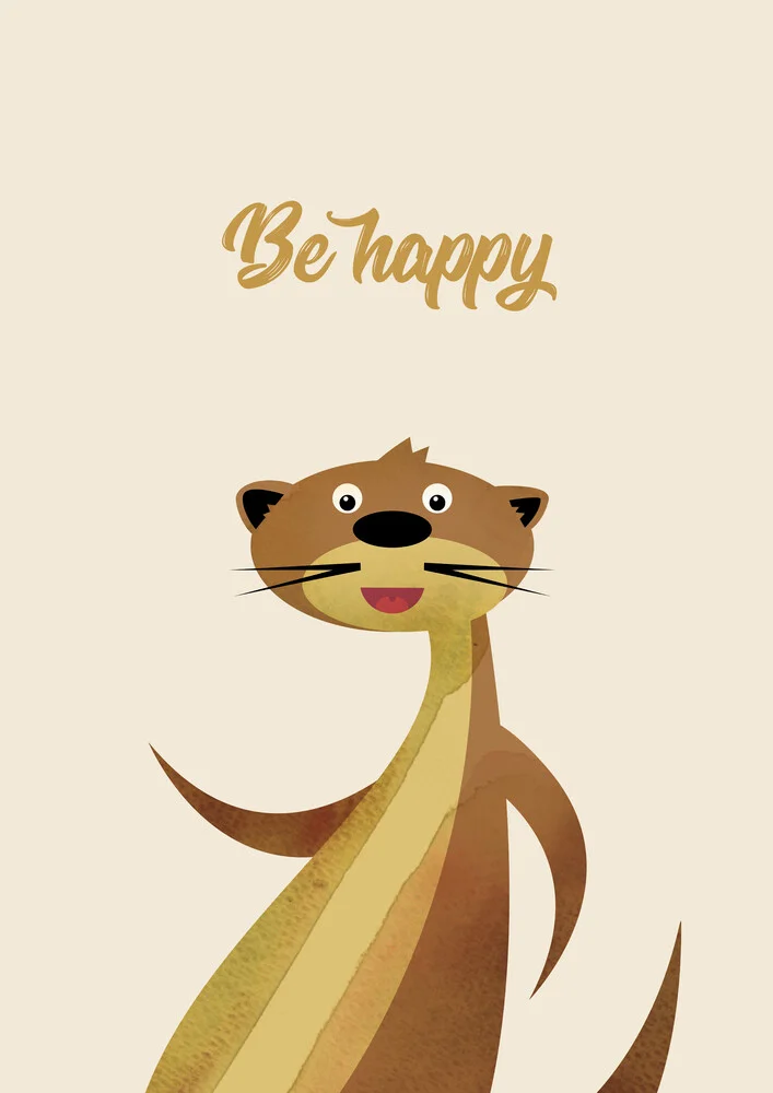Be Happy Otter – Illustration for Children - Fineart photography by Pia Kolle