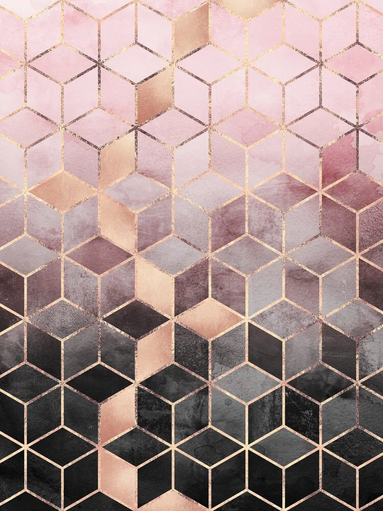 Pink Grey Gradient Cubes - fotokunst von Elisabeth Fredriksson