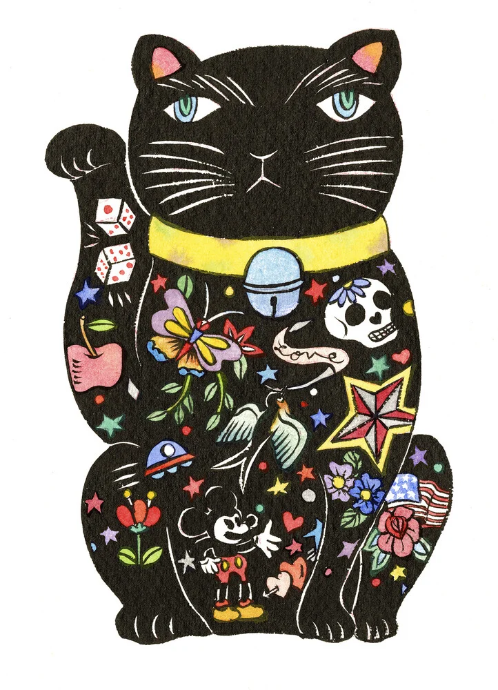 Maneki Cat - Black 1 - fotokunst von Rumi Hara