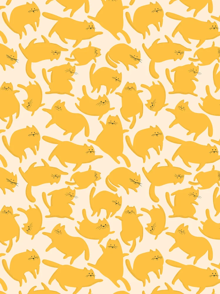 Yellow Cats Pattern - fotokunst von Ania Więcław