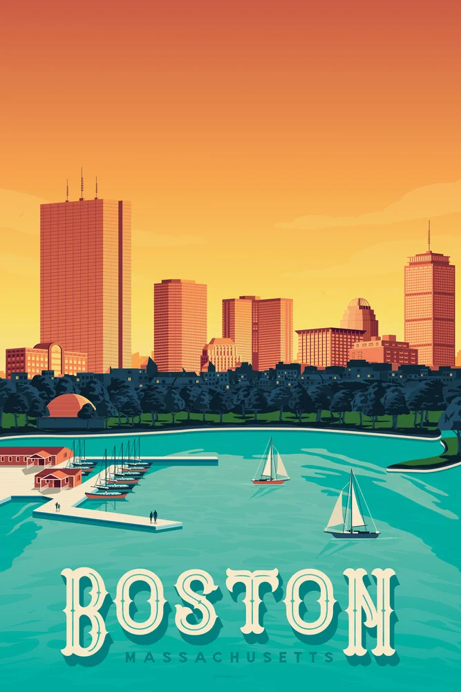 Boston Vintage Travel Wandbild - fotokunst von François Beutier