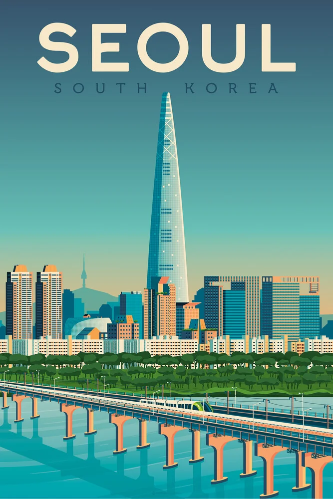 Seoul Vintage Travel Wandbild - fotokunst von François Beutier