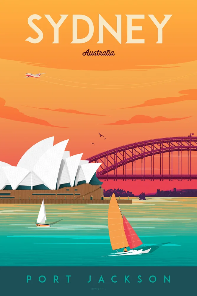 Sydney Vintage Travel Wandbild - fotokunst von François Beutier