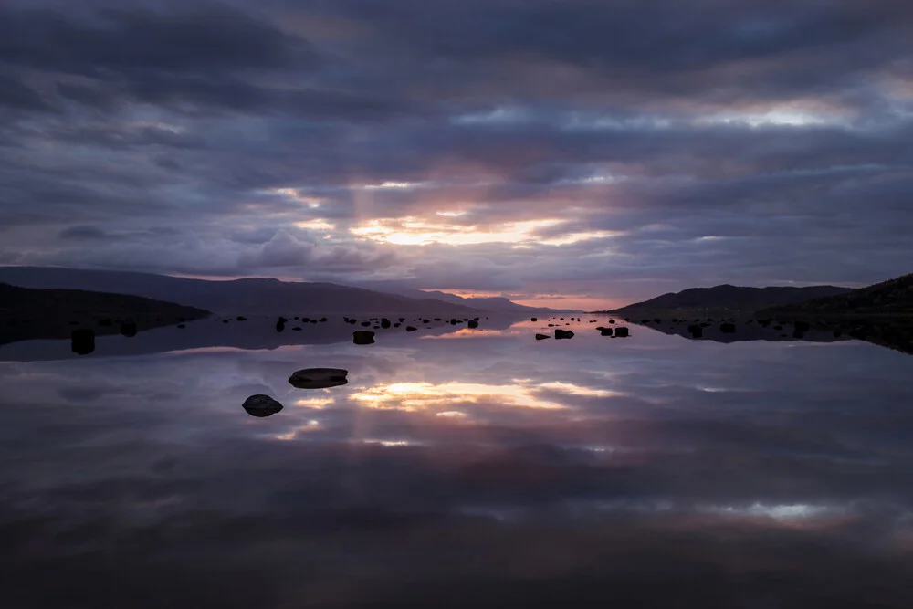 Floating stones in the reflecting fjord - Fineart photography by Felix Baab