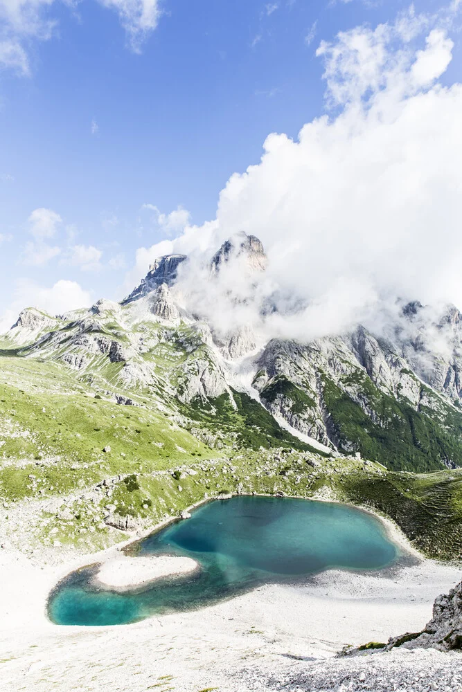 Alpine lake in the Dolomites, Italy – wall art by Julian Bückers as Poster or Acrylic Glass Print