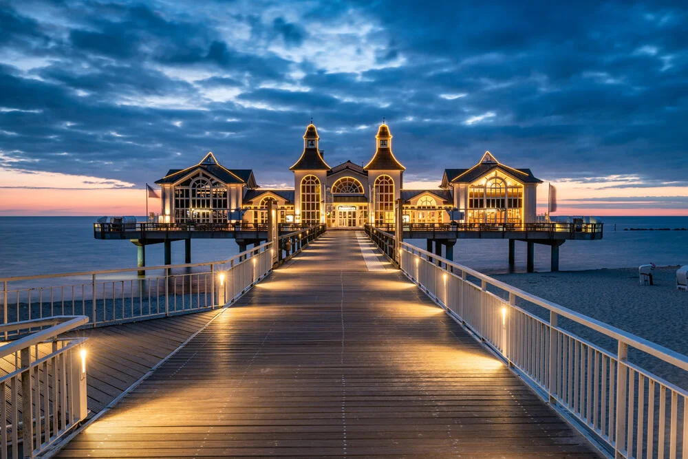 Sellin pier at night - Fineart photography by Jan Becke