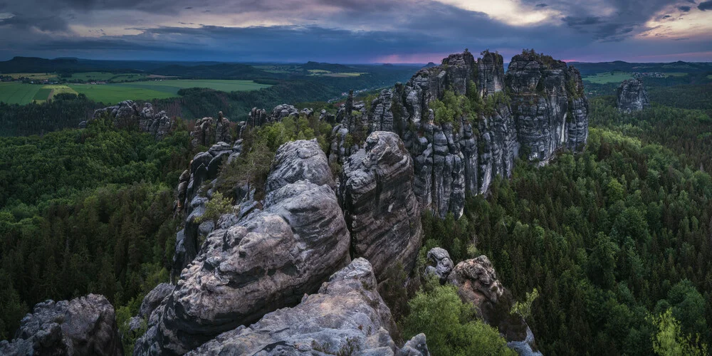 Sächsische Schweiz Schrammsteinaussicht als Panorama - fotokunst von Jean Claude Castor