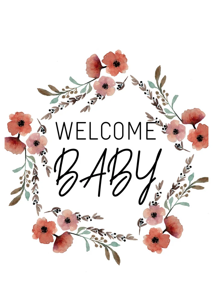 Kinderbild Welcome Baby Blumenkranz - fotokunst von Christina Wolff