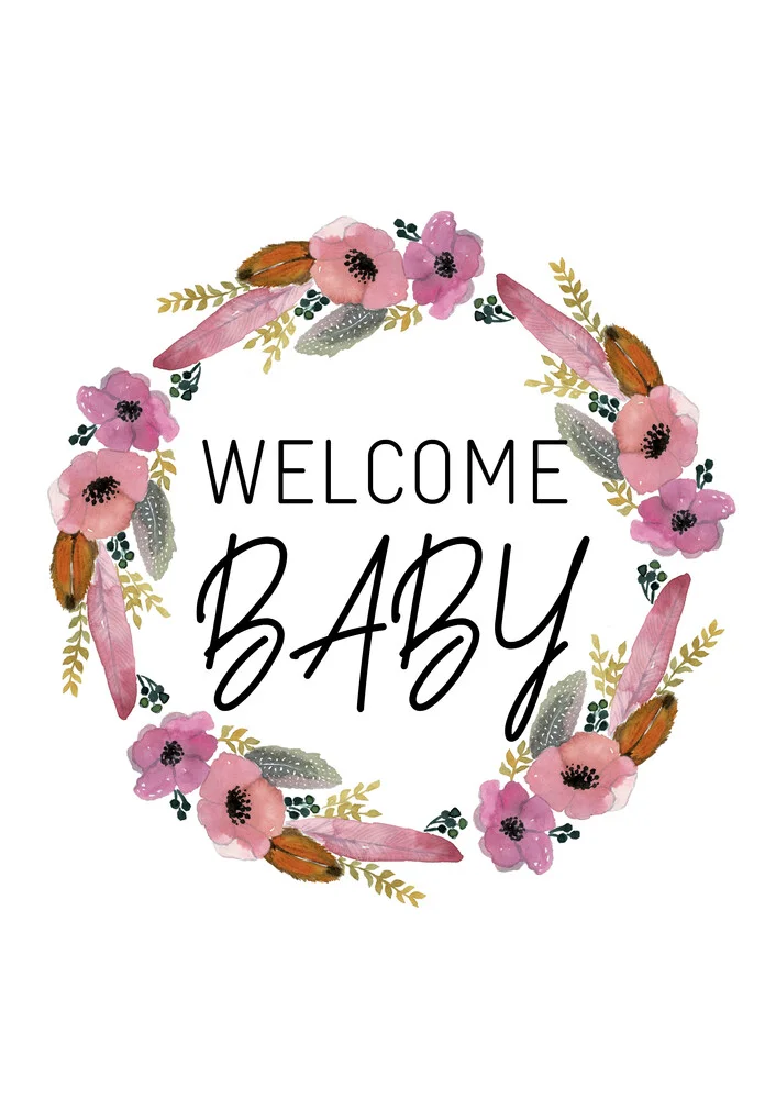 Kinderbild Welcome Baby Blumenkranz - fotokunst von Christina Wolff