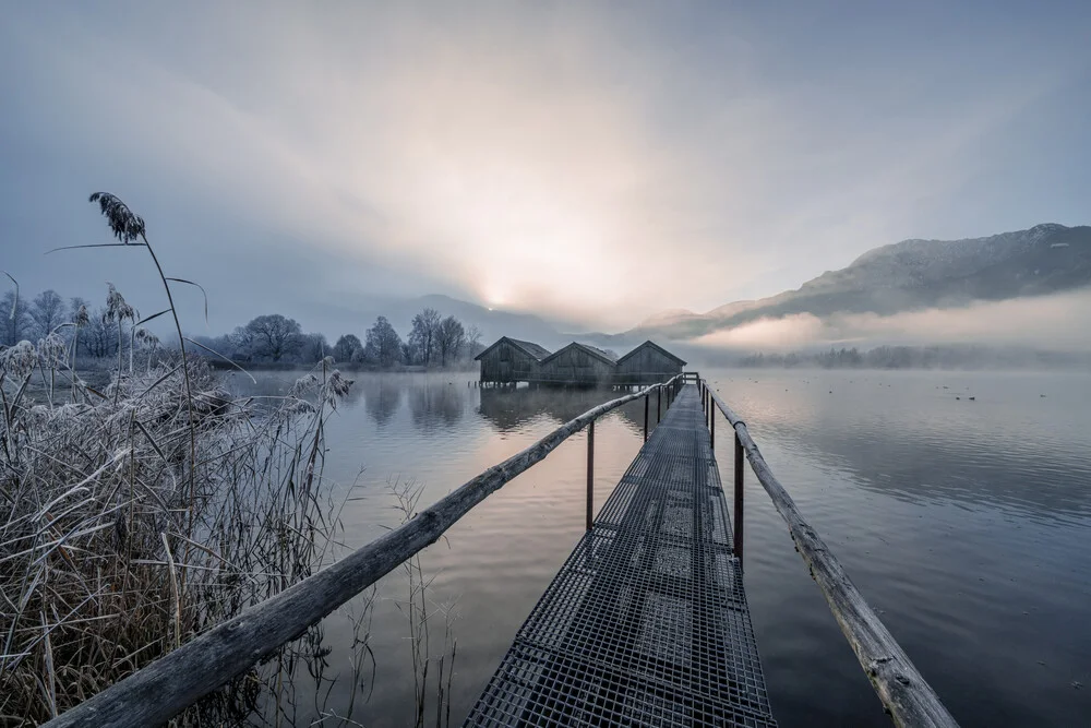 Three cabins at Lake Kochel III - Fineart photography by Franz Sussbauer