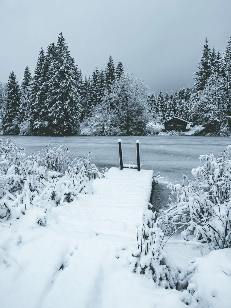 Badesteg mit Schnee bedeckt - fotokunst von Franz Sussbauer