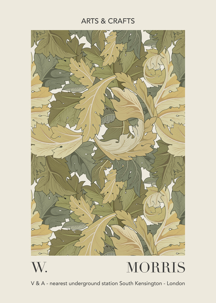 William Morris - green leaf pattern design - Fineart photography by Art Classics