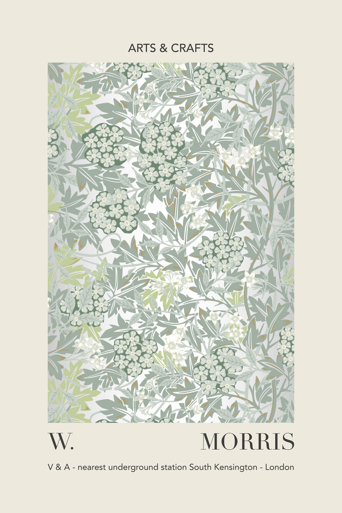 William Morris - gray / green leaf and floral pattern - Fineart photography by Art Classics