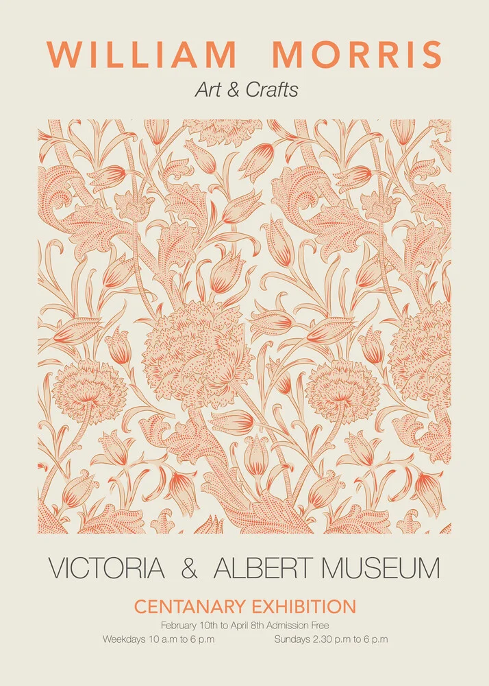 William Morris - Orange Floral Design - Fineart photography by Art Classics