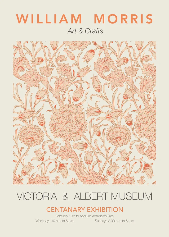 William Morris - orangefarbenes Blumenmuster - fotokunst von Art Classics