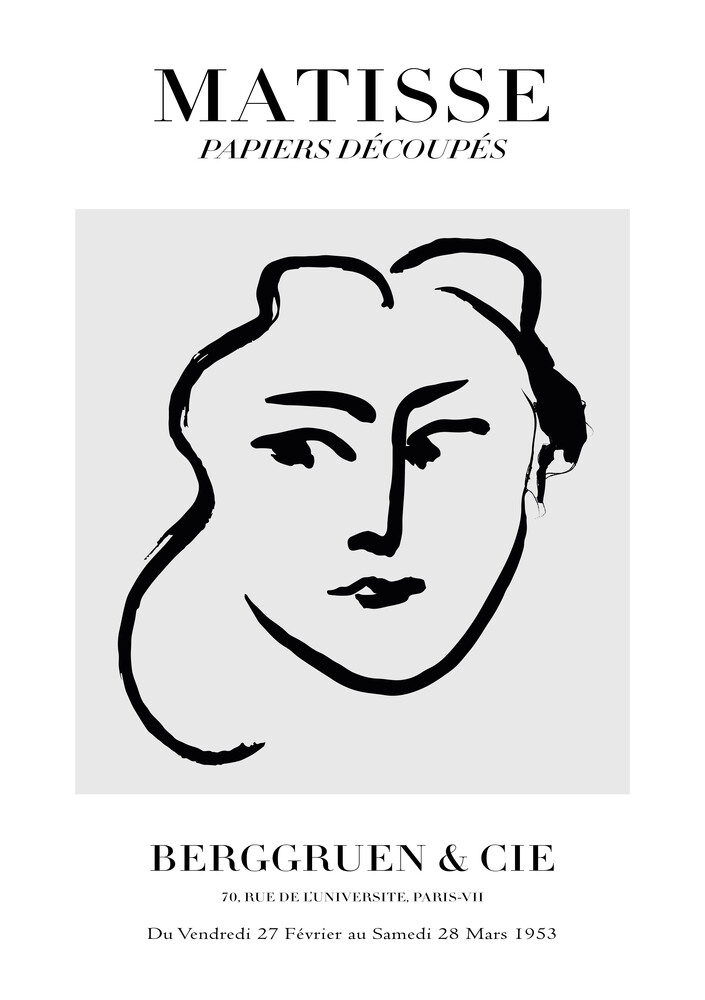 Matisse – Frauengesicht schwarz-grau - fotokunst von Art Classics