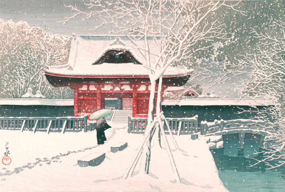 Snow At Shiba Park by Hasui Kawase - fotokunst von Japanese Vintage Art