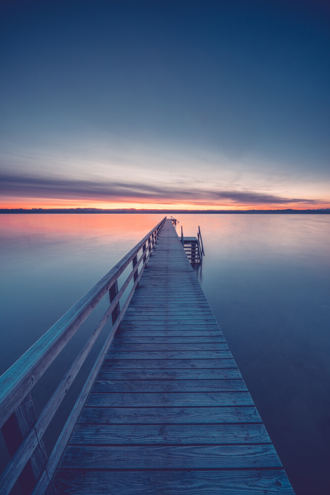 Jetty before sunrise - Fineart photography by Franz Sussbauer