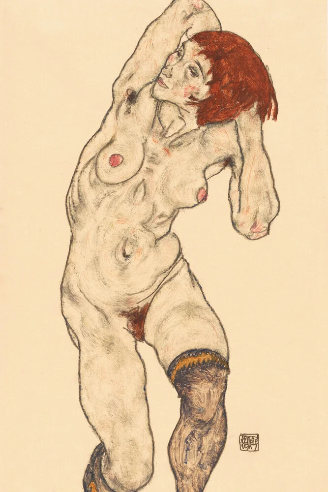 Egon Schiele: Nude in Black Stockings - fotokunst von Art Classics