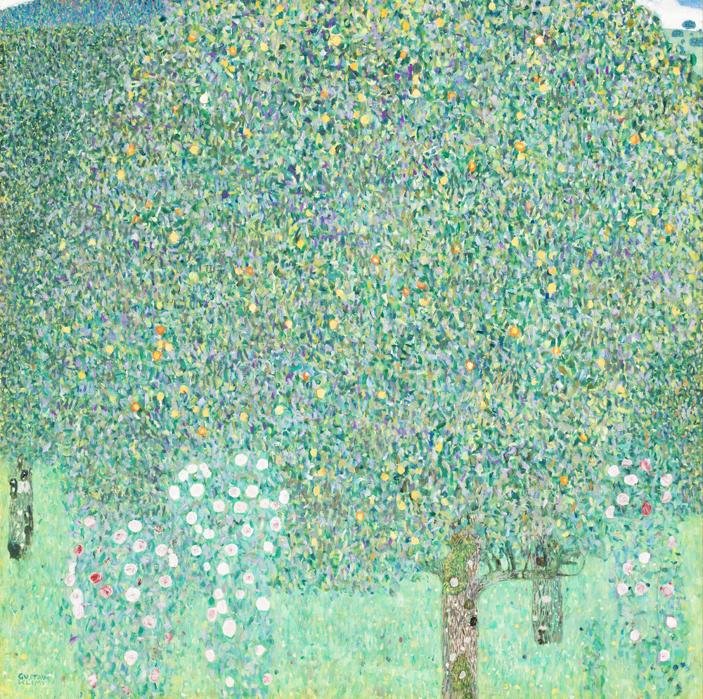 Gustav Klimt: Rosen unter Bäumen - fotokunst von Art Classics