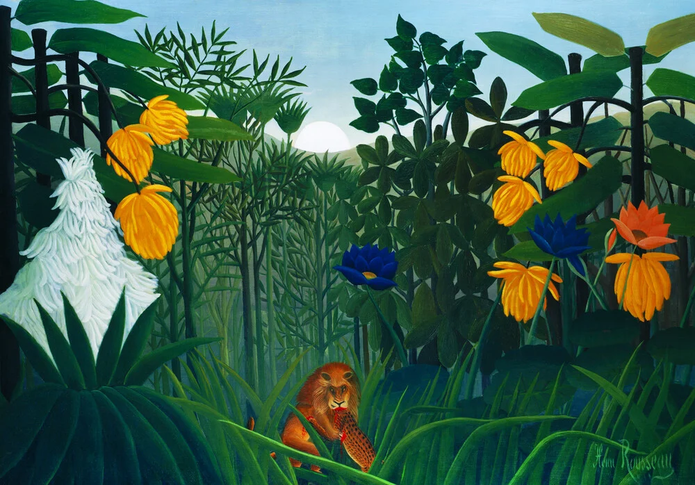 Henri Rousseau: Die Mahlzeit des Löwen - fotokunst von Art Classics