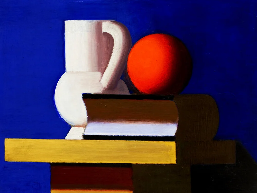 Vilhelm Lundstrøm: Still Life with White Jar, Orange and Book - Fineart photography by Art Classics