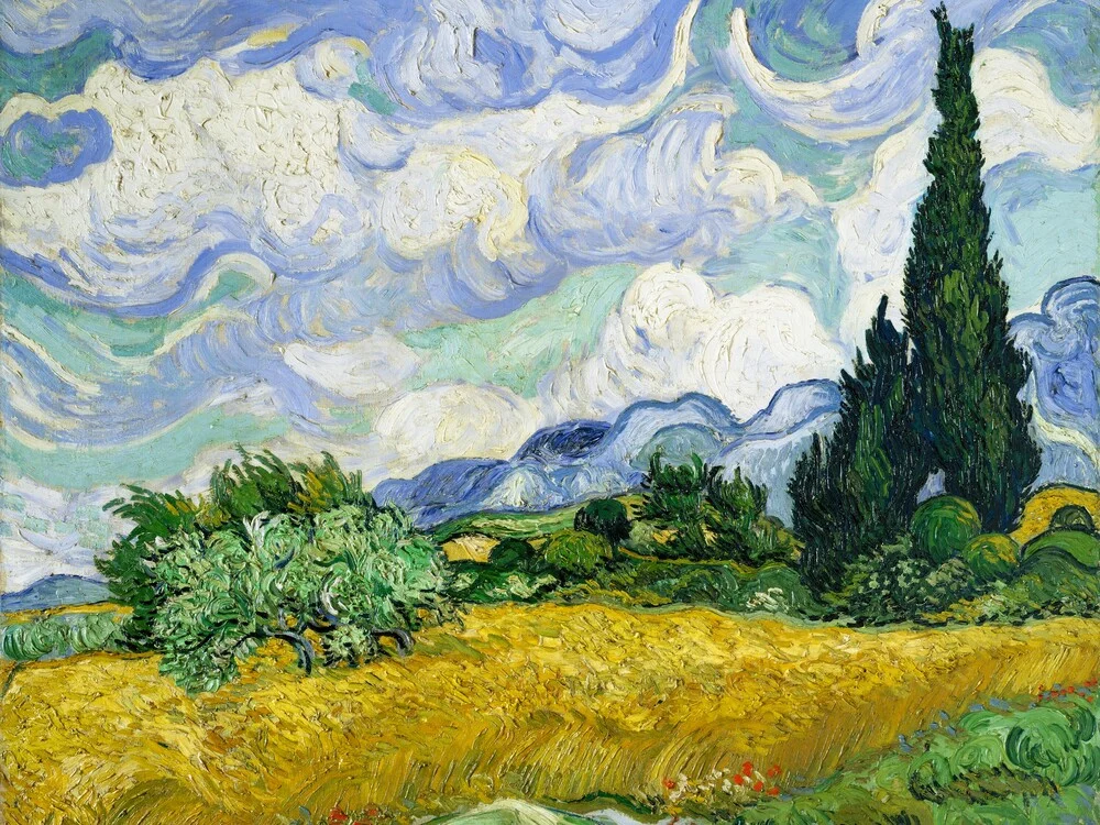Weizenfeld mit Zypressen von Vincent van Gogh - fotokunst von Art Classics
