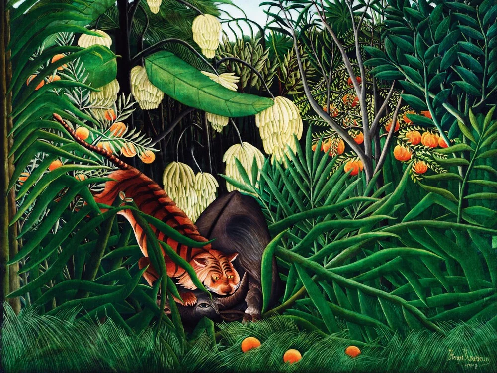 Kampf zwischen einem Tiger und einem Büffel von Henri Rousseau - fotokunst von Art Classics