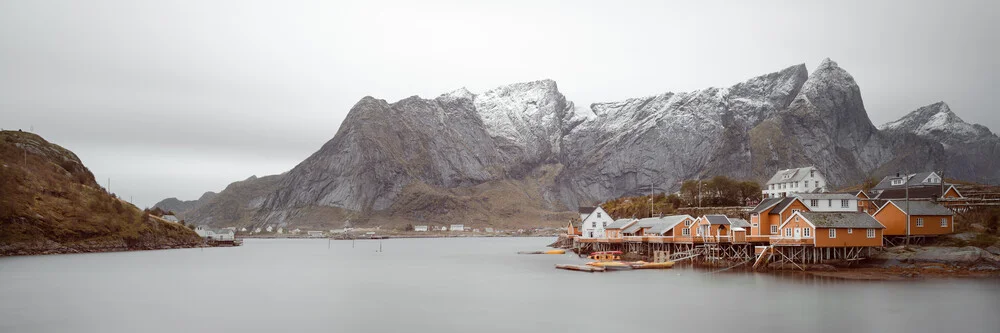 Panorama Fishing Huts Lofoten Sakrisoy - Fineart photography by Dennis Wehrmann