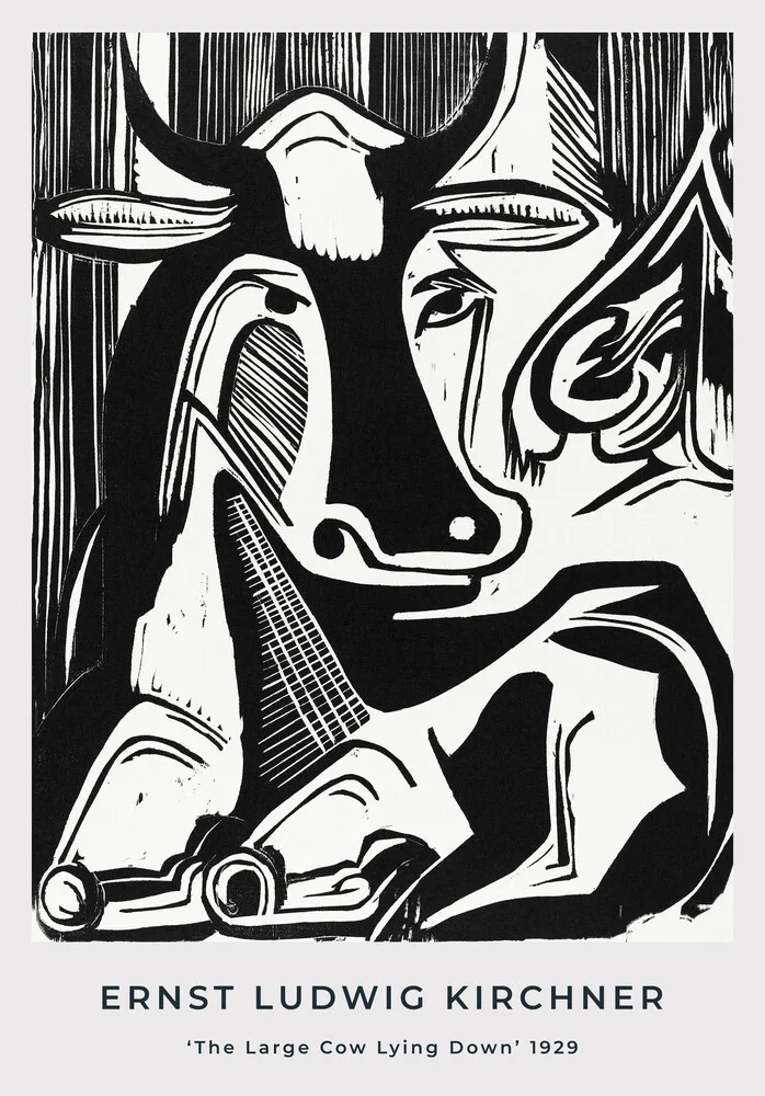 The Large Cow Lying Down by Ernst Ludwig Kirchner - Fineart photography by Art Classics