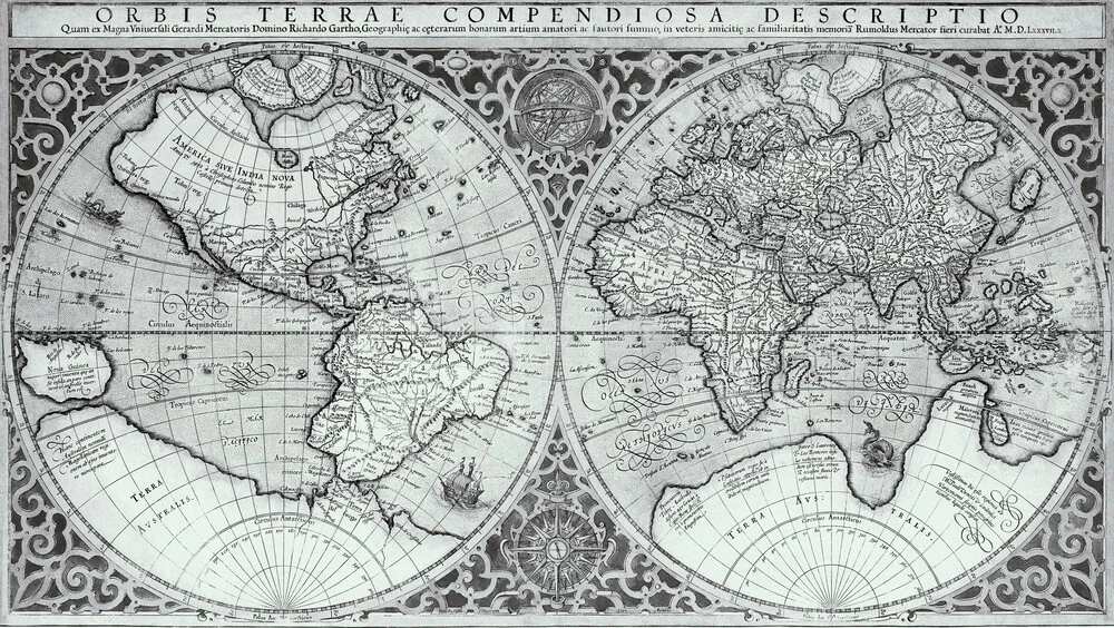 Orbis Terrae Compendiosa Descriptio - fotokunst von Vintage Nature Graphics