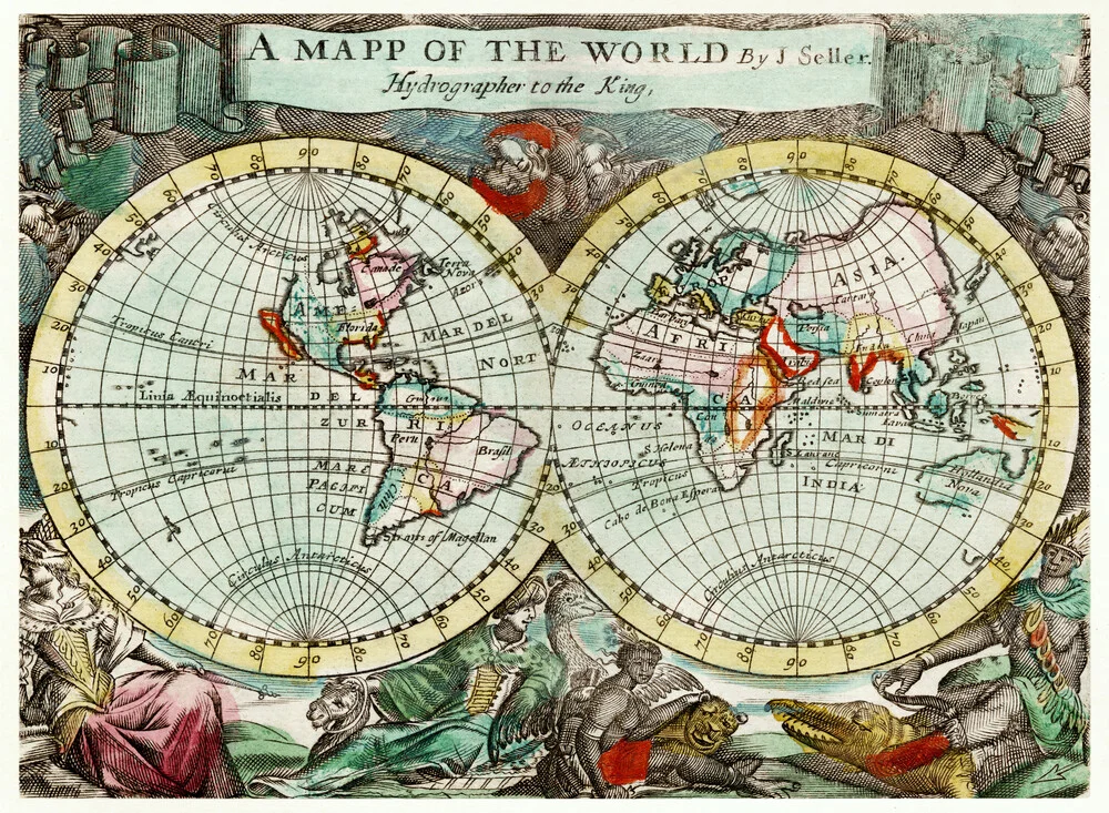 A Mapp of the World - fotokunst von Vintage Nature Graphics