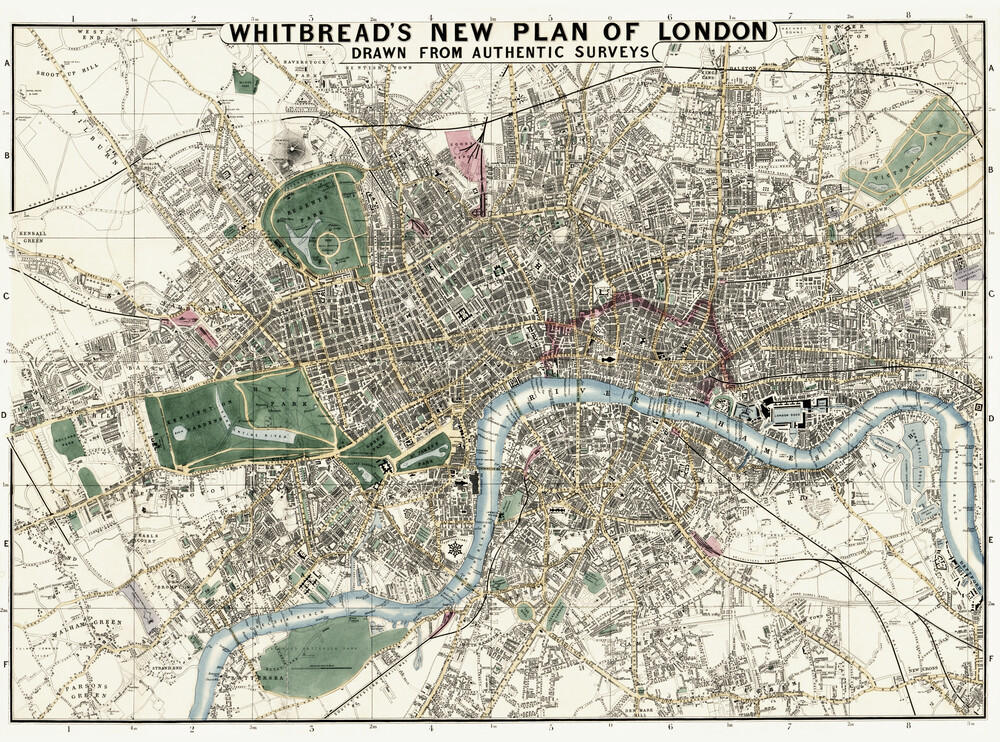 Whitbread's new plan of London - Fineart photography by Vintage Nature Graphics