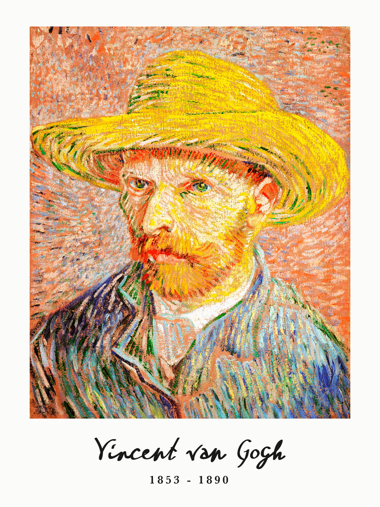Self-Portrait with a Straw Hat by Vincent Van Gogh - Fineart photography by Art Classics