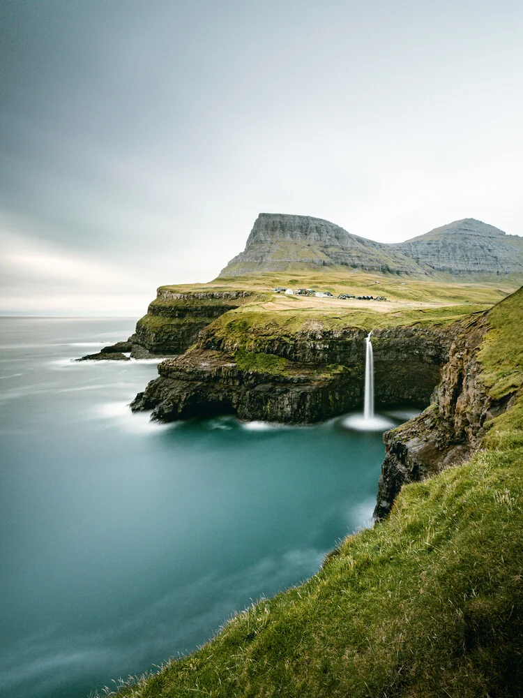 Gásadalur and Múlafossur waterfall I - Fineart photography by Franz Sussbauer