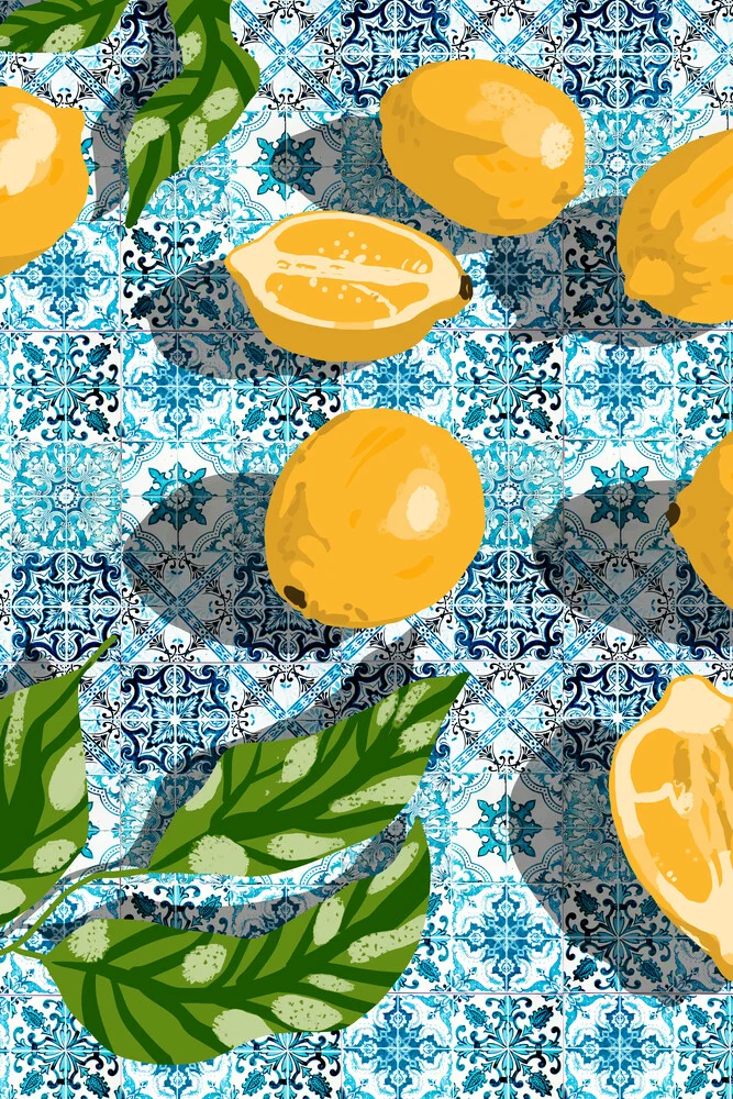 Tropical Lemon Tiles Painting - Fineart photography by Uma Gokhale