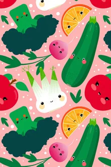 Obst und Gemüse – Bunte Illustration für die Küche - fotokunst von Pia Kolle