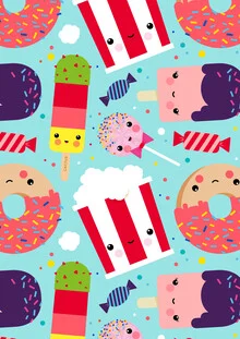 Illustration by Pia Kolle: colorful kawaii candies and popsicles.