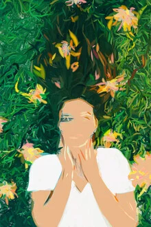 Illustration by Uma Gokhale: Abstract depiction of a woman in nature.