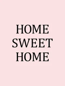 Wall art in gentle pink hues: playful depiction of the theme home and comfort.