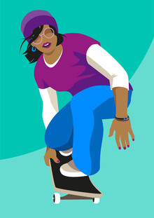 Pia Kolle, Skater Girl Illustration – Teenager-Mädchen fährt Skateboard (Deutschland, Europa)