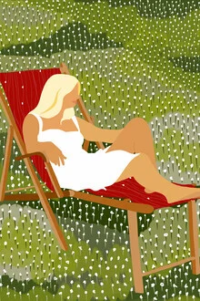 Illustration by Uma Gokhale: loving depiction of a sleeping woman in vibrant colors