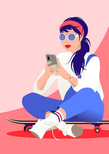 Pia Kolle, Skater-Girl mit Sonnenbrille und Smartphone (Deutschland, Europa)