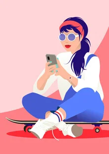 Skater-Girl mit Sonnenbrille und Smartphone - fotokunst von Pia Kolle
