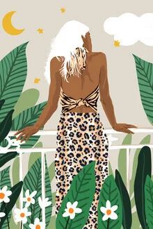 Wall art by Uma Gokhale: colorful illustration featuring a leopard and plants.