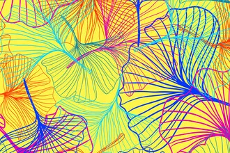 Illustration by Uma Gokhale: Colorful plant patterns in a modern boho style.