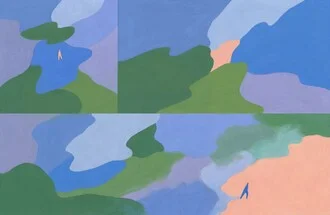 Wall art by Loulou Elliott: abstract depiction with soft colors and minimalist shapes