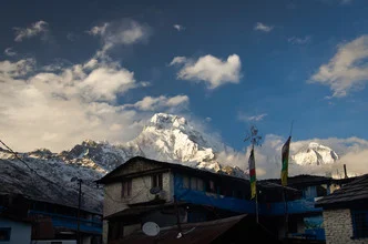 Photo art by Marco Entchev: serene Himalaya landscape with a village in the foreground