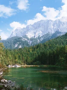 Photo art by Thomas Richter: serene scene at Frillensee with mountains in the background